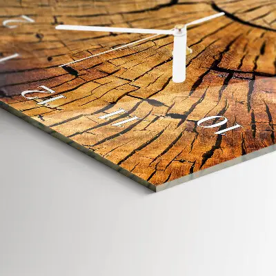 Svislé skleněné hodiny na stěnu Dřevěná textura