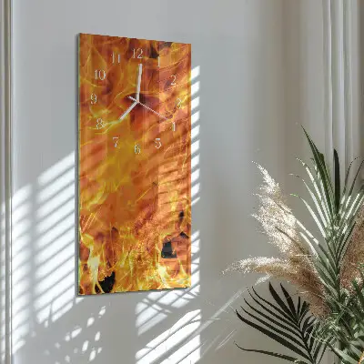 Hodiny s fotkou skleněné svislé Oheň