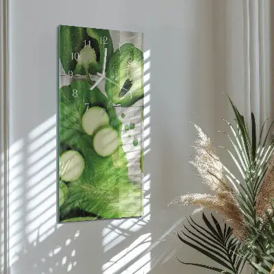Svislé skleněné hodiny na zeď Zelenina