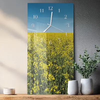 Svislé skleněné hodiny na zeď Pole květin