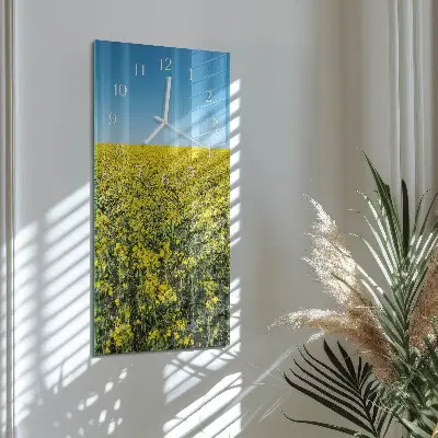 Svislé skleněné hodiny na zeď Pole květin