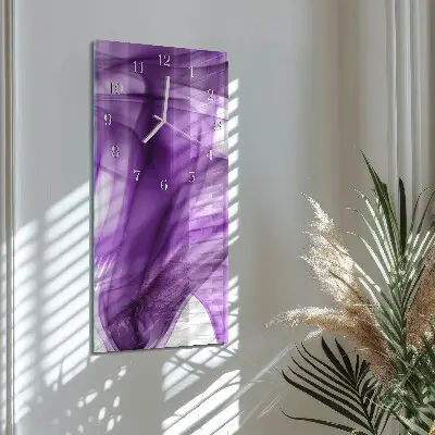 Hodiny na skle svislé Violový vzor