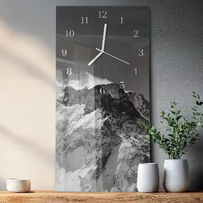 Hodiny s fotkou skleněné svislé Hora
