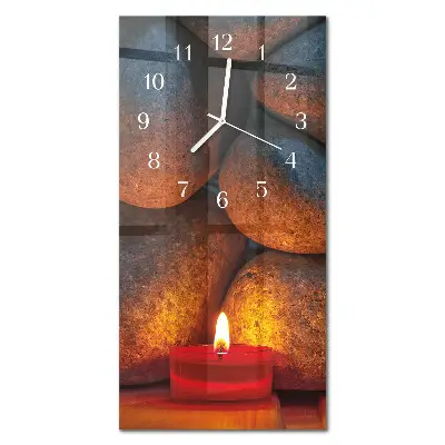 Svislé skleněné hodiny na stěnu Kameny