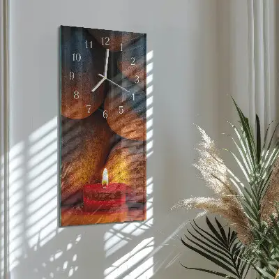 Svislé skleněné hodiny na stěnu Kameny