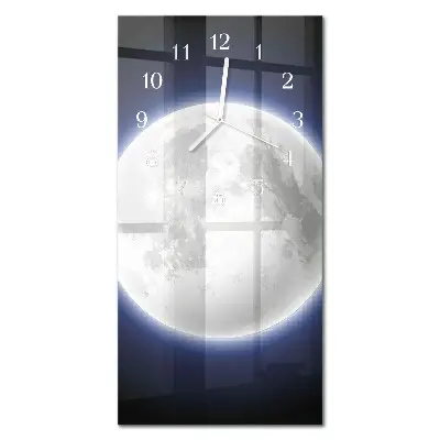 Nástěnné hodiny skleněné svislé Měsíc