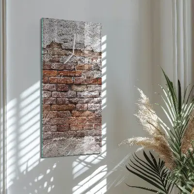 Svislé skleněné hodiny na stěnu Cihlový