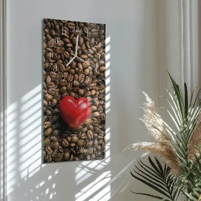 Hodiny na skle svislé Kávová zrna