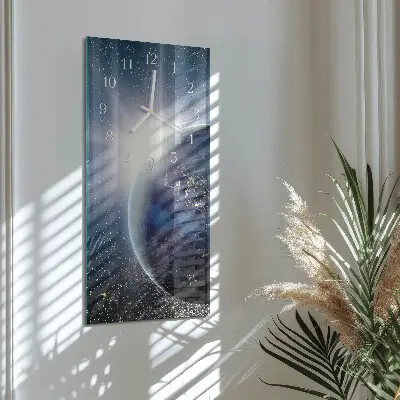 Hodiny s fotkou skleněné svislé Vesmír Země
