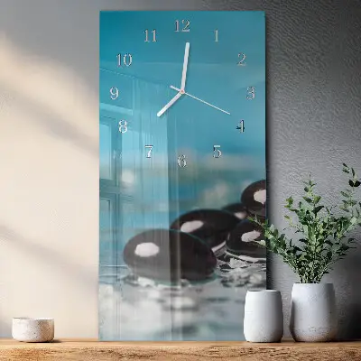 Svislé skleněné hodiny na zeď Kameny