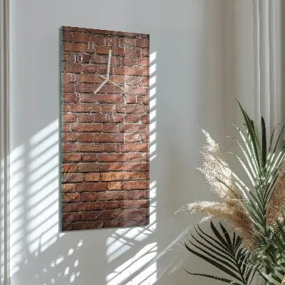 Nástěnné hodiny skleněné svislé Cihlový