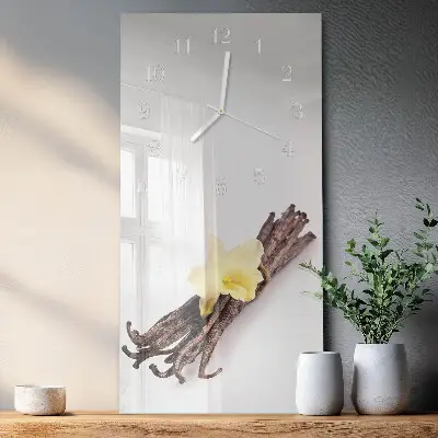 Svislé skleněné hodiny na stěnu Vanilka