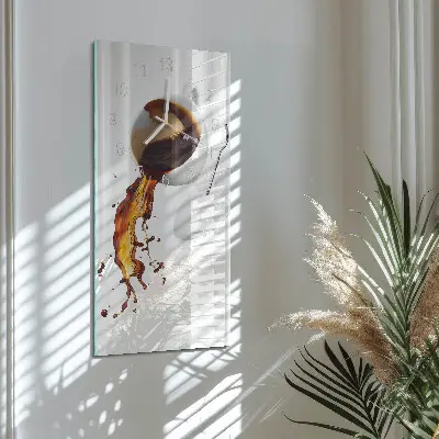 Svislé skleněné hodiny na zeď Káva