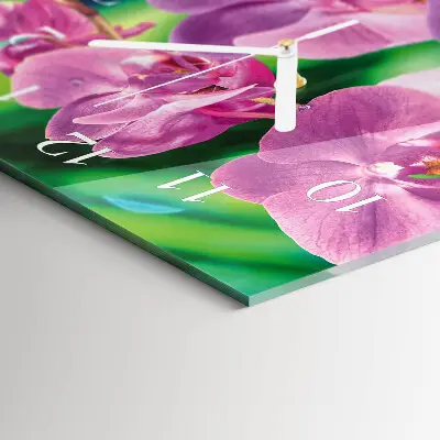 Hodiny s fotkou skleněné svislé Orchideje