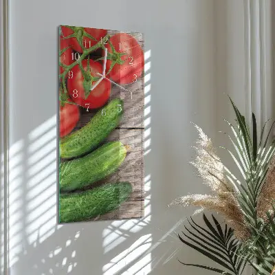 Svislé skleněné hodiny na zeď Zelenina