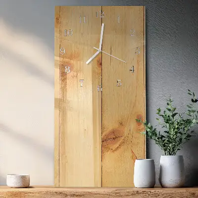 Svislé skleněné hodiny na zeď Dřevo