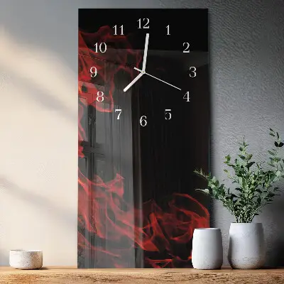 Svislé skleněné hodiny na zeď Oheň
