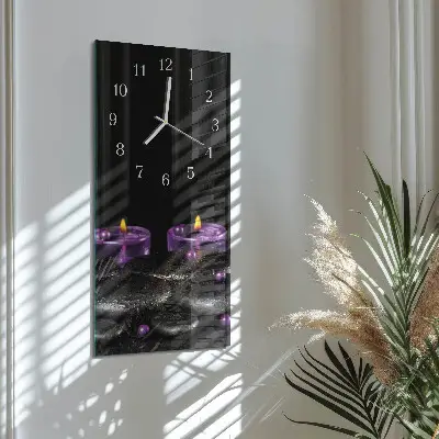 Svislé skleněné hodiny na zeď Kameny na svíčky