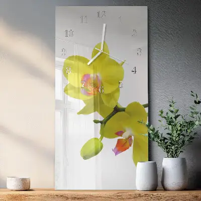Hodiny s fotkou skleněné svislé Orchidej