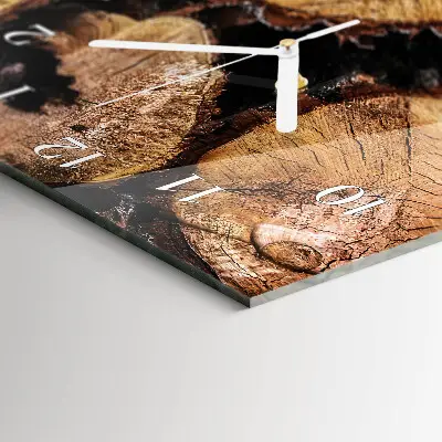 Hodiny na skle svislé Dřevěná textura