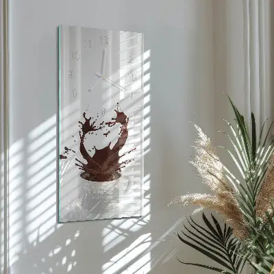 Svislé skleněné hodiny na zeď Káva
