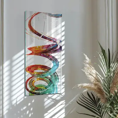 Svislé skleněné hodiny na stěnu Spirála
