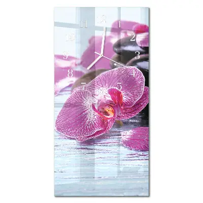 Svislé skleněné hodiny na stěnu Nápad na orchideje