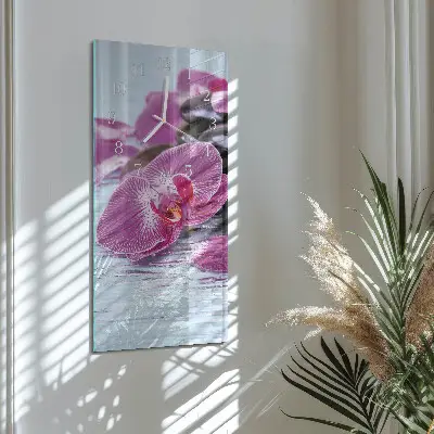 Svislé skleněné hodiny na stěnu Nápad na orchideje