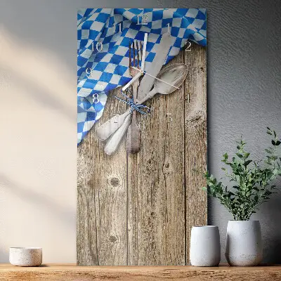 Nástěnné hodiny skleněné svislé Bavorská dřevěná plaketa