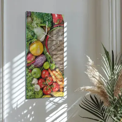 Svislé skleněné hodiny na zeď Zelenina