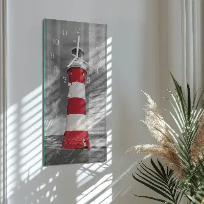 Svislé skleněné hodiny na zeď Maják