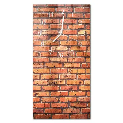 Svislé skleněné hodiny na stěnu Cihlová zeď