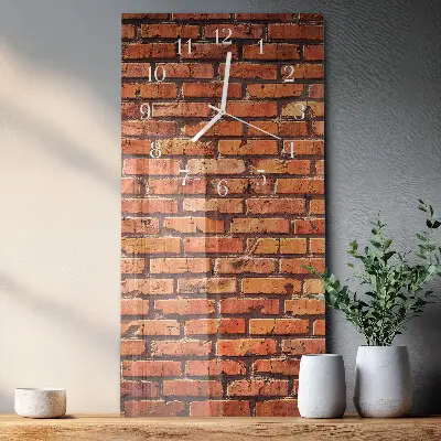 Svislé skleněné hodiny na stěnu Cihlová zeď