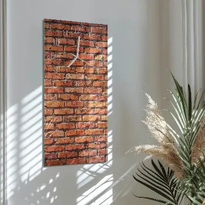 Svislé skleněné hodiny na stěnu Cihlová zeď