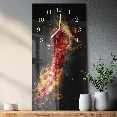 Hodiny s fotkou skleněné svislé Pálivá paprika