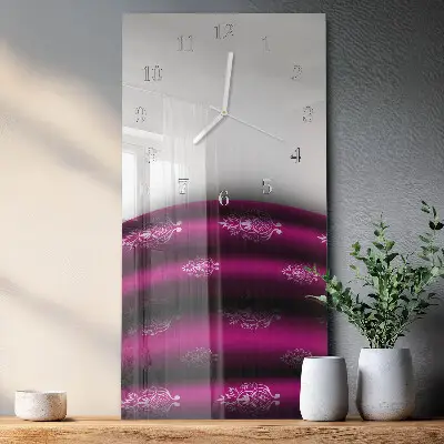 Svislé skleněné hodiny na stěnu Purpurový závěs
