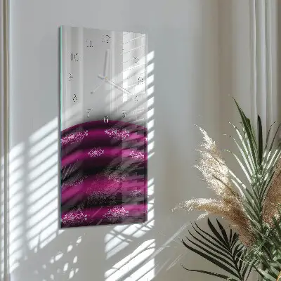Svislé skleněné hodiny na stěnu Purpurový závěs