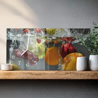 Hodiny s fotkou skleněné vodorovné Jednotlivé ovoce