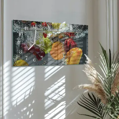 Hodiny s fotkou skleněné vodorovné Jednotlivé ovoce