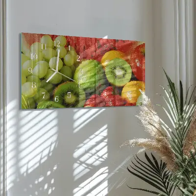 Vodorovné skleněné hodiny na zeď Ovocné výrobky