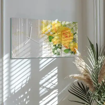 Hodiny na skle vodorovné Květ