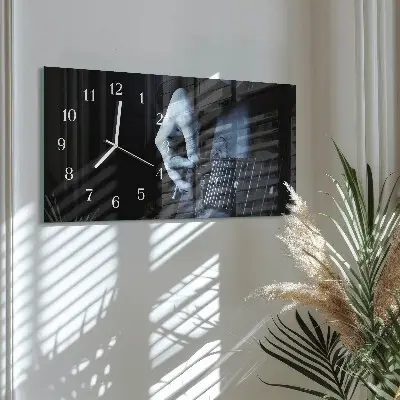 Nástěnné hodiny skleněné vodorovné Hudební kytarista
