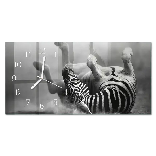 Hodiny na skle vodorovné Africká zebra