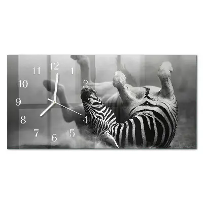 Hodiny na skle vodorovné Africká zebra