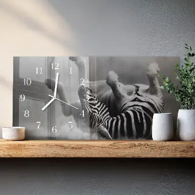Hodiny na skle vodorovné Africká zebra