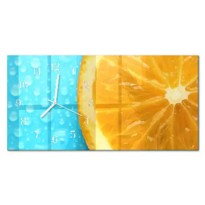 Hodiny na skle vodorovné Oranžový citrus