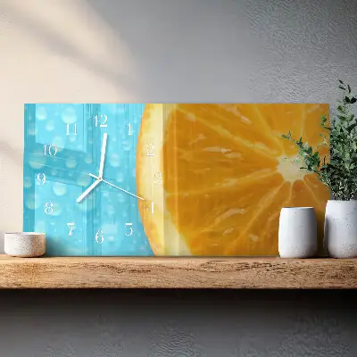 Hodiny na skle vodorovné Oranžový citrus
