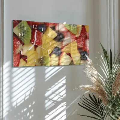 Vodorovné skleněné hodiny na zeď Ovocný salát
