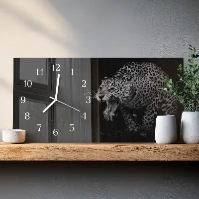 Nástěnné hodiny skleněné vodorovné Americký jaguár