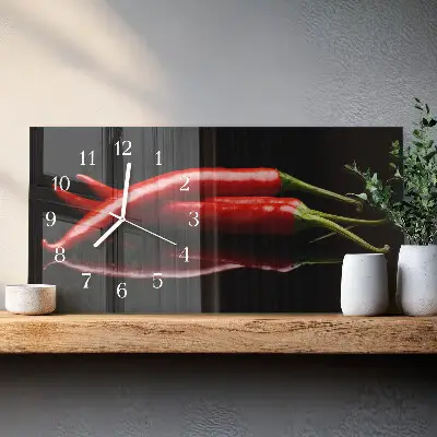 Nástěnné hodiny skleněné vodorovné Pálivé papriky